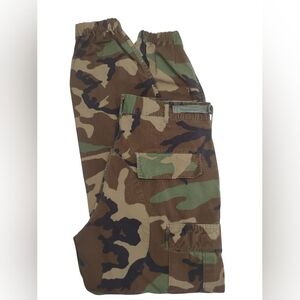 90's Military Woodland Camo Trousers Men's 31-35" Waist Combat